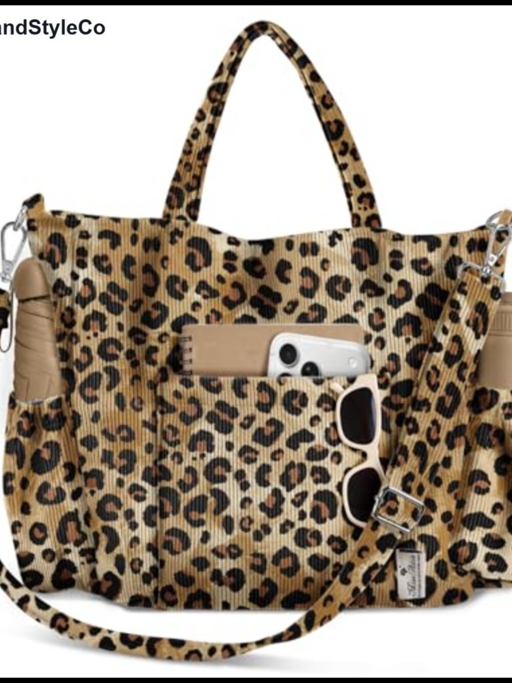 Corduroy Crossbody Tote Bag Satchel Fits 15" Laptop Travel Work